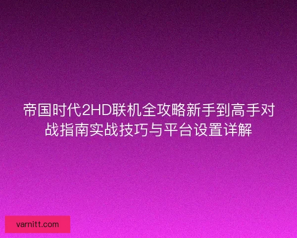 帝国时代2HD联机全攻略新手到高手对战指南实战技巧与平台设置详解
