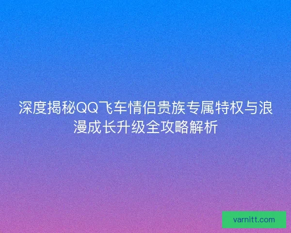 深度揭秘QQ飞车情侣贵族专属特权与浪漫成长升级全攻略解析